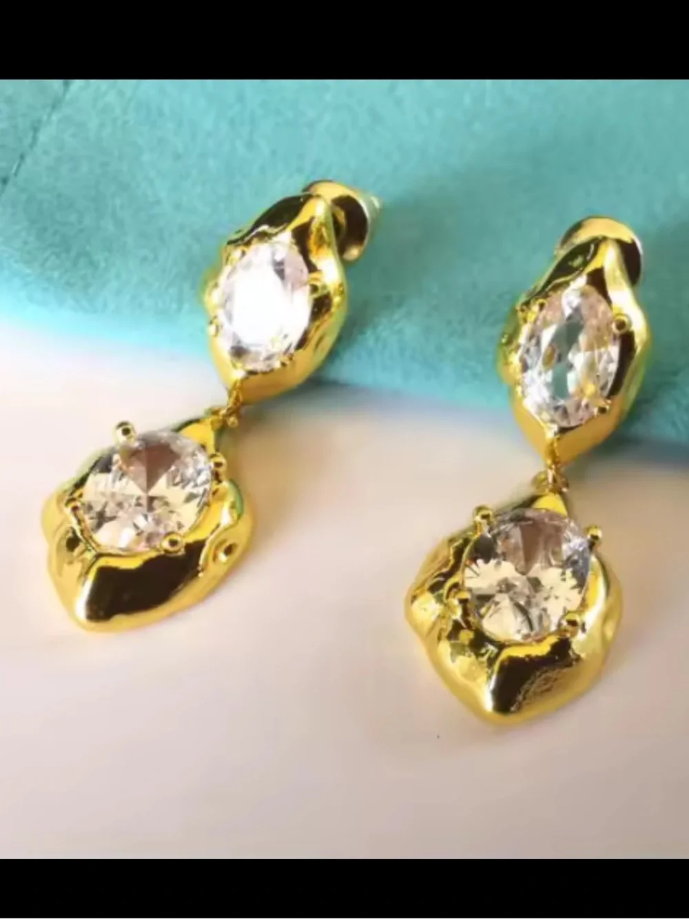 Golden Glow Crystal Drop Earrings